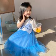 かわいい 青のリボン ドレス ガーゼプリンセススカートチュチュスカート  夏服