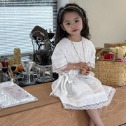 レースのワンピース 白いドレス 夏新作 子供用ドレス   ワンピース  韓国子供服