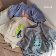 韓国の子供服2024年夏の新作男の子半袖恐竜プリントベビートップ子供用洋服薄手のTシャツ