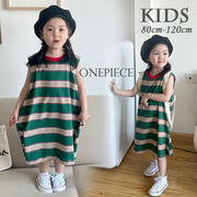 2024新作  韓国子供服 子供 キッズ 女の子 かわいい ドレス ワンピース ノースリーブ ボーダー 縞々