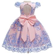 キッズ ドレス ワンピース 女の子 レース バックリボン 可愛い 半袖 プリンセス お姫様 おしゃれ