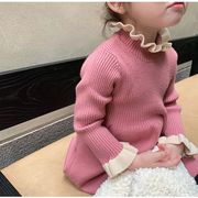 韓国子供服 ニットワンピース セーター ニット 秋冬 女の子 ロング丈 Aライン フレアスカート