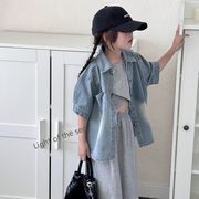 2024夏新作  ベビー服 韓国風子供服  女の子  デニムのシャツ 90cm-150cm