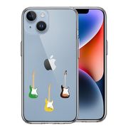 iPhone 14 Plus 側面ソフト 背面ハード ハイブリッド クリア ケース カラフル ギター