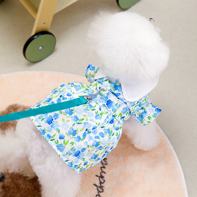 2024ペット服 サラサラ生地 花柄 あじさい ワンピース スカート 犬猫