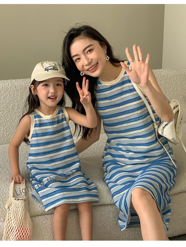 2024新作 韓国子供服  親子服  女の子 半袖ワンピース80-140cm