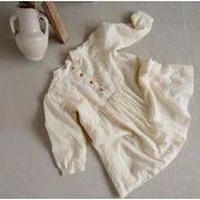 春新作　女の子　ワンピース　リネン　無地　子供服　カジュアル　シャツワンピース　可愛い