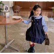 春秋 学院風子供服  キッズ服 2点セット シャツ　ワンピース　セットアップ ファッション
