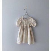 夏新作　キッズワンピース　女の子　子供服　夏　ワンピース　棉麻　韓国ファッション