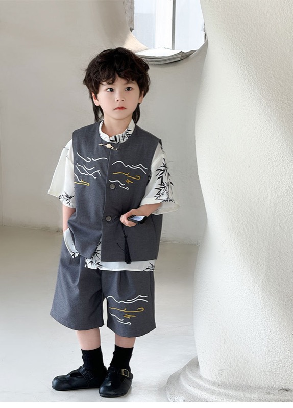 キッズ 子供服 トップス 中国服 チャイナ服 シャツ ショート