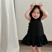 子供服　80~130cm　キッズワンピース　バッグリボンポイント　ノースリーブ　韓国キッズ服