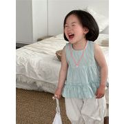 子供服　80~130cm　キッズブラウス　ノースリーブフリルシャツ　韓国キッズ服