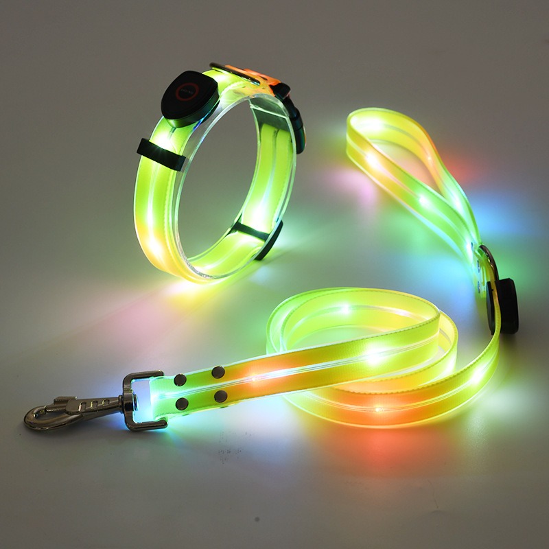ペット用品 LED 首輪 リード ロープ ハーネス 牽引 お散歩 お出かけ 犬 猫