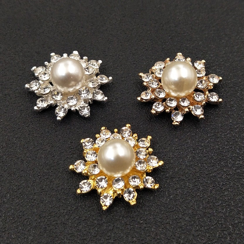 パールパーツ センターパーツ DIY 花 アクセサリーパーツ ハンドメイド 白 シルバー ゴールド 真珠 デコ