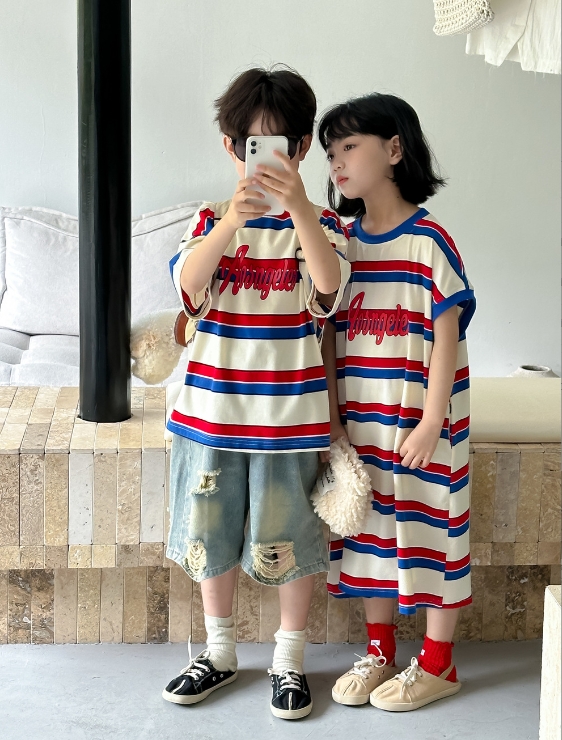 2024夏新作 韓国風子供服 ベビー服 キッズ服キッズ ワンピース 半袖+ショートパンツ2点セット
