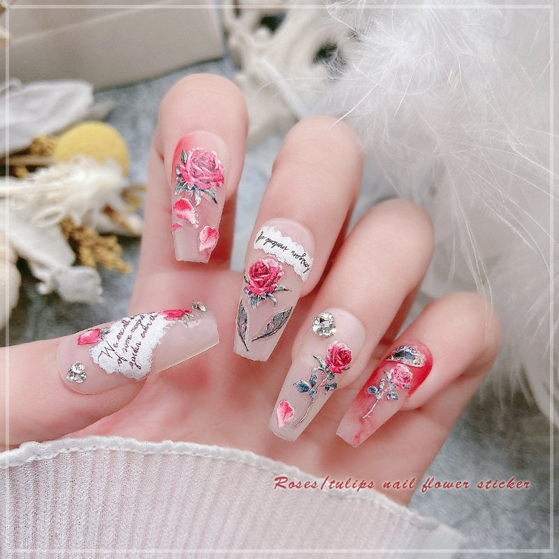 ジェルネイル 薔薇 5D ネイルシール ネイルアート 用品 ネイルパーツ