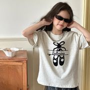 ジュニア服　130~170cm　キッズTシャツ　バレエシューズT　大人兼用　韓国キッズ服