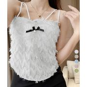 【日本倉庫即納】 フリンジキャミソールカップ付きブラトップ