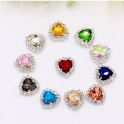 アクセサリーパーツ ハンドメイド レディース ハート型 ガラスラインストーン 縫い付け デコパーツ