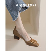 ローヒール  トゥキャップ  サンダル  レディース　優しさ　気質　シングルシューズ