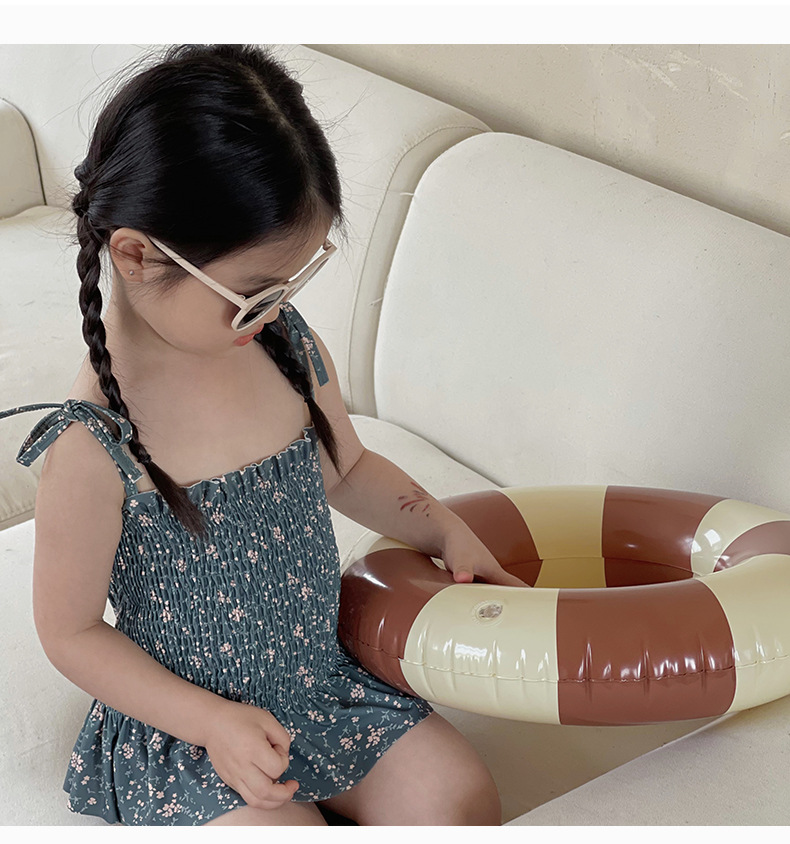 ワンピース 水着 スカート キュート おしゃれ 日本未上陸 2024新作 キッズ 子供 ワンピース 水着 スカート 水色 小花柄 花