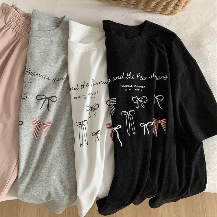 リボンプリント半袖Tシャツ かわいい レディース 韓国ファッション 春夏 春栄 株式会社 | 卸売・ 問屋・仕入れの専門サイト【NETSEA】