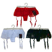 【即納】レースフリルガーターベルト＆Tバックショーツ