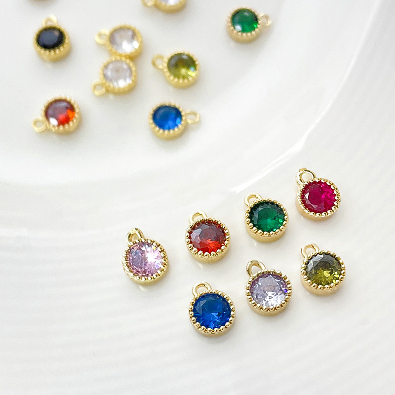 ラインストーンチャーム ピアス ラウンド 丸 円 ジルコニア ハンドメイド 手作り アクセサリーパーツ diy
