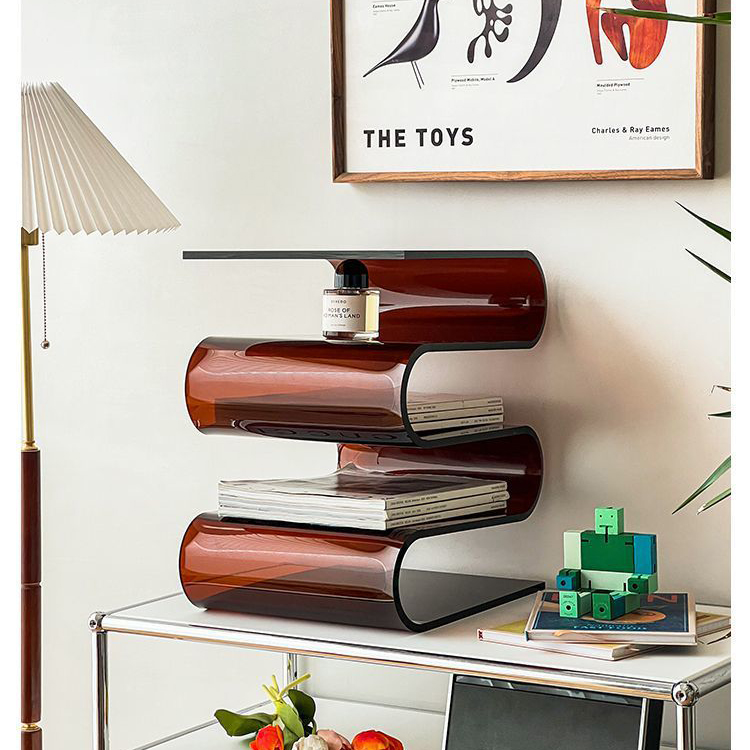 アクリル S字 ローテーブル ユニーク リビングテーブル センター