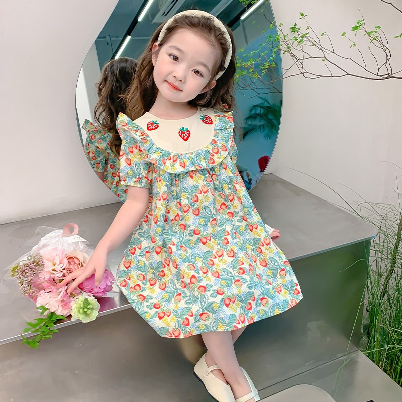 新品　いちご柄 半袖ワンピース 120cm babycheer ワンピース いちごワンピース キッズ 子供服 女の子
