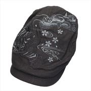 刺繍ハンチング モノトーン龍虎Ａ ブラック　帽子/和柄/夏/日除け