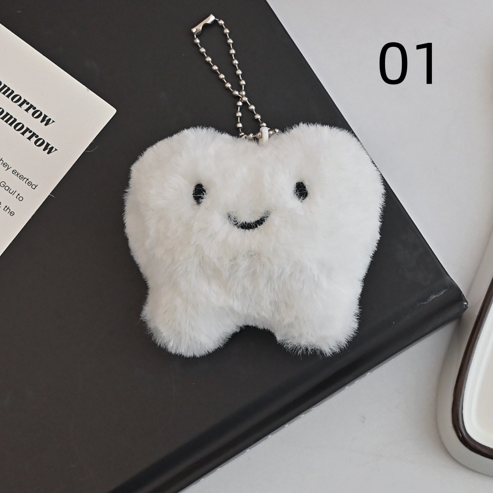 2色 ぬいぐるみキーホルダー かわいい 歯 虫歯 キーホルダー