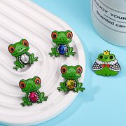 5色 宝石 カエル ブローチ 動物  王冠カエル  蛙  ブローチ バッジピン   カエルアクセサリー