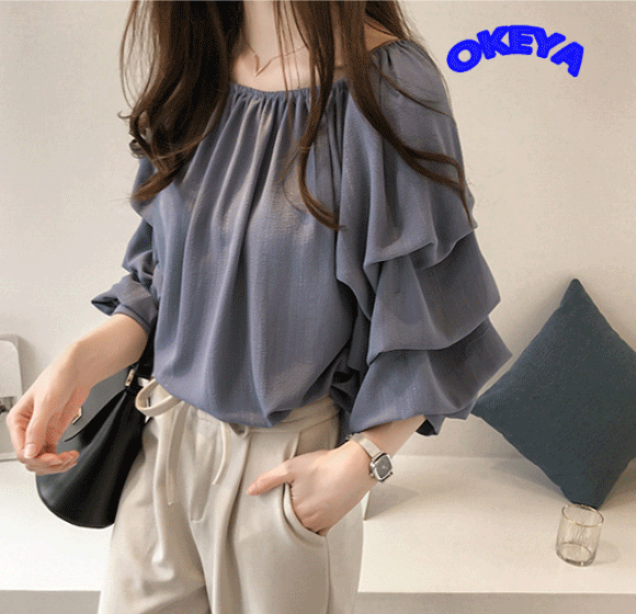 【2024年秋新作】レディース服　シャツ　春秋　ゆったり 　シンプル　　長袖ブラウス　シフォン　M#-4XL#