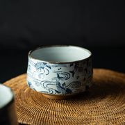 抹茶碗 波に鯉【木箱入り】[美濃焼]