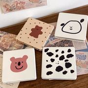 可愛い、折りたたみ鏡、手鏡、熊さん、ポータブルポータブル両面折りたたみミラー、化粧鏡