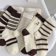 靴下  レディース  ストライプ  クマ  暖かい　スポーツ　おしゃれ