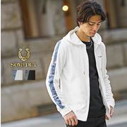 【パーカー】袖ライン スラブデニム切替 ジップパーカー／SOMEDIFF