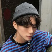 キャップ 小顔効果  帽子 ニット帽  毛糸 防寒 ダメージ加工