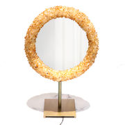 置物　鏡付きリングライト　シトリン　ミラー直径約19cm　ディスプレイ