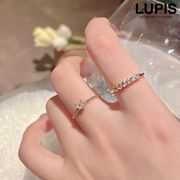 リング レディース シンプル スリム 華奢 ハート ハーフエタニティ ストーン 上品 華やか フリーサイズ