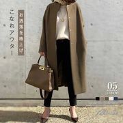 ノーカラーコートロングコート