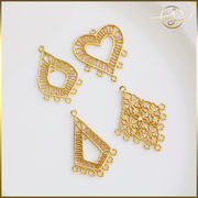 ハート ダイヤ フリンジ チャーム カン付き 14Kメッキ  DIYパーツ 手芸 基礎金具