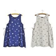 【即納】花プリントチュニックエプロン　レディースエプロン 保育士 介護士