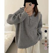 【日本倉庫即納】 ハーフジップニットセータースタンドカラー