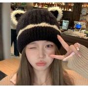 キャップ 小顔効果  帽子 ニット帽  毛糸 防寒