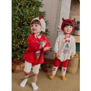 韓国風  クリスマス  子供服 キッズ 男女兼用 長袖 連体服  +レギンス+ぼうし 分けて販売66cm-90cm