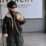 キッズ 子供服 トップス アウター ジャケット PU フェイクレザー 裏ボア