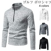 ゴルフウェア ポロシャツ メンズ 長袖 Polo ゴルフシャツ 長袖ポロシャツ スポーツ 秋冬 厚手 防寒