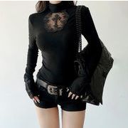 トップス レディース  Tシャツ ハイネック 長袖 スリム